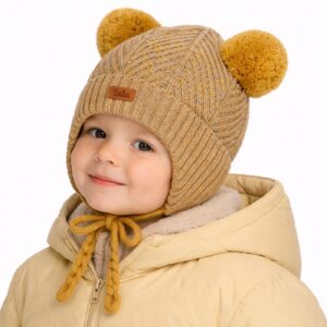 Kelvian kids tie-on merino earflap cap with double
