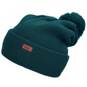 Solvariel green knitted beanie with pompom