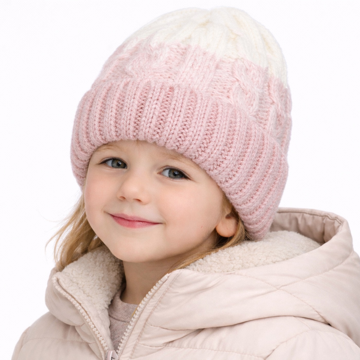 Calvior kids ombre knited cable beanie