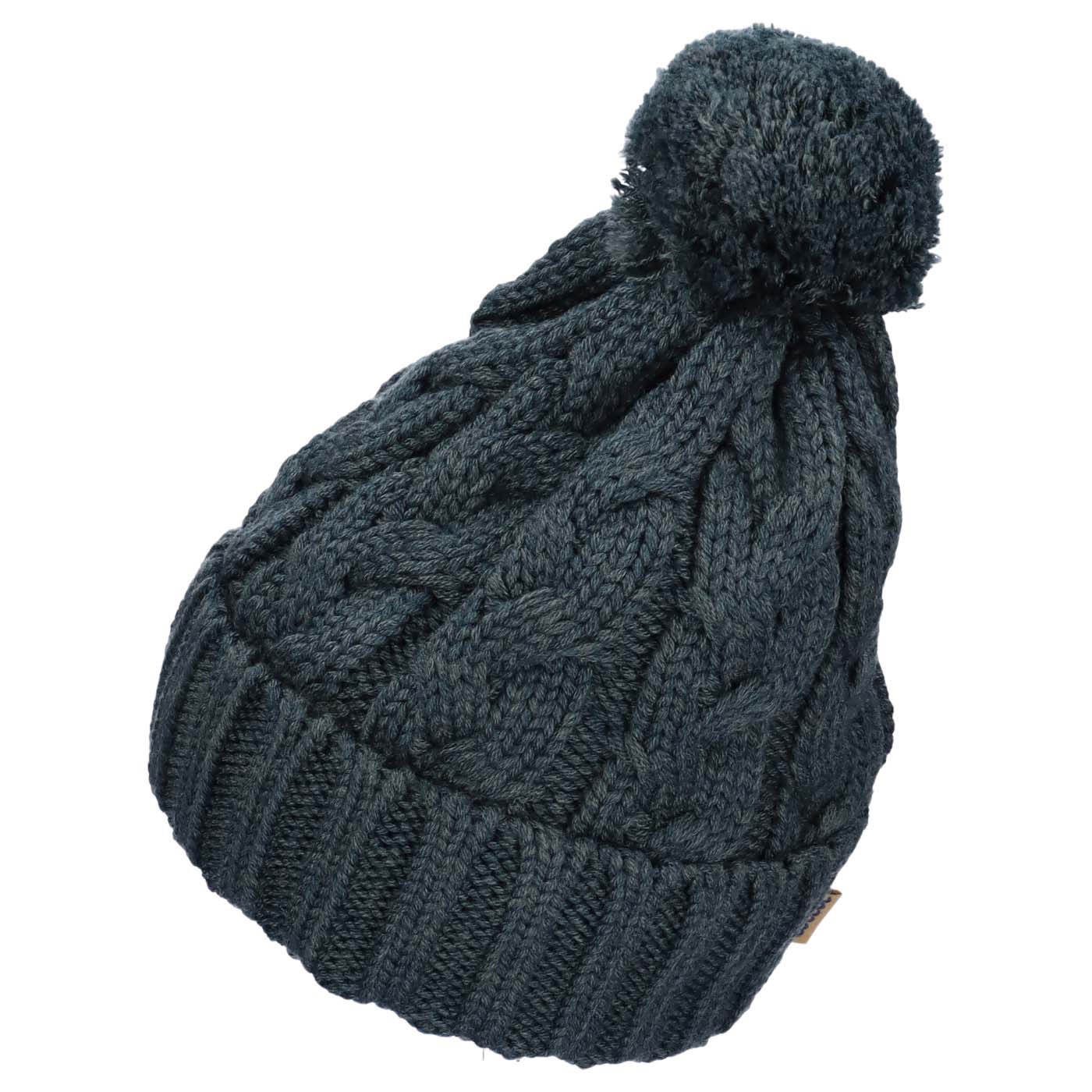 Elricon kids merino wool knited cable pom-pom bean