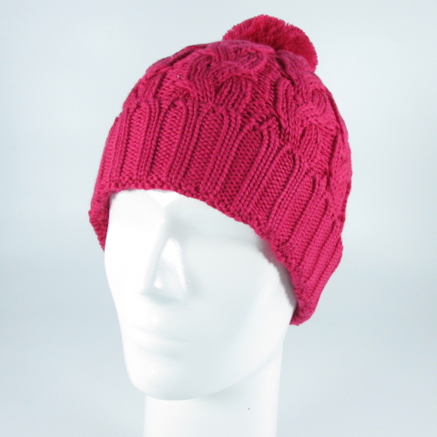 Elricon kids merino wool knited cable pom-pom bean