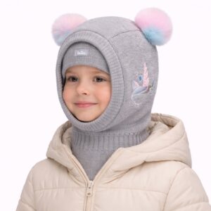 Virellea kids rainbow pom-pom knit balaclava