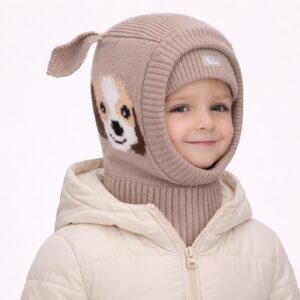 Delvix kids puppy dog knit balaclava