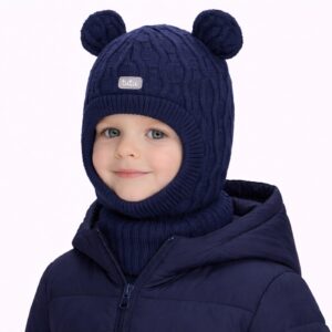 Elise merino wool cable‑knit bear balaclava