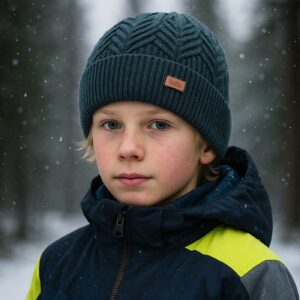 Mavik kids merino cable-knit wool beanie