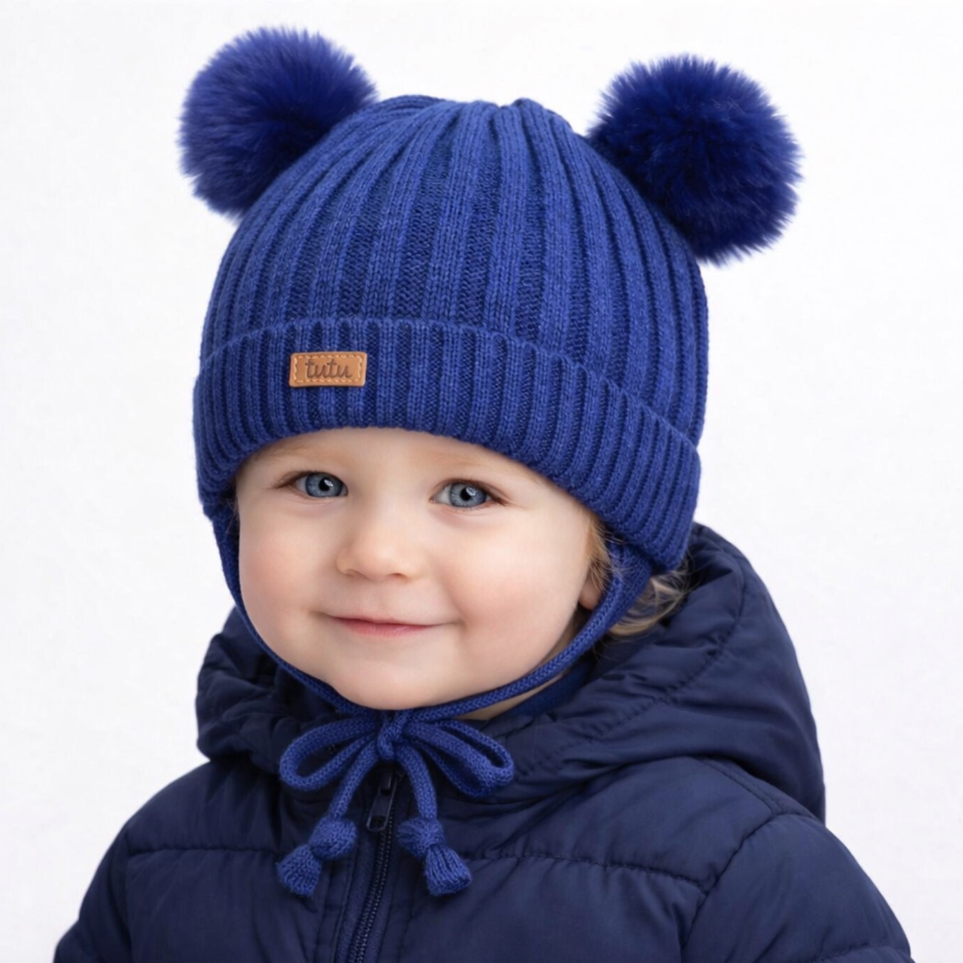 Monelle baby merino wool pop-pom hat