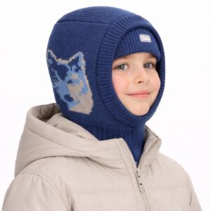 Eldalys knitted balaclava with wolf pattern