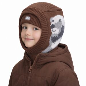 Solvanor knitted balaclava with bear pattern